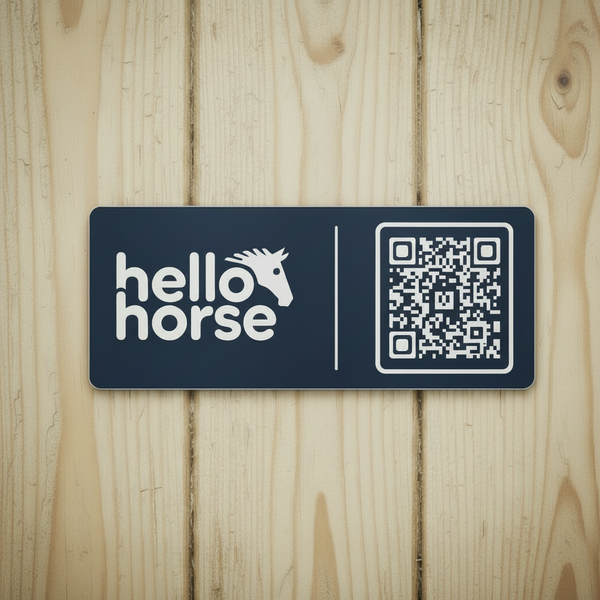 Black Hello Horse Stable Plate Clean Wood