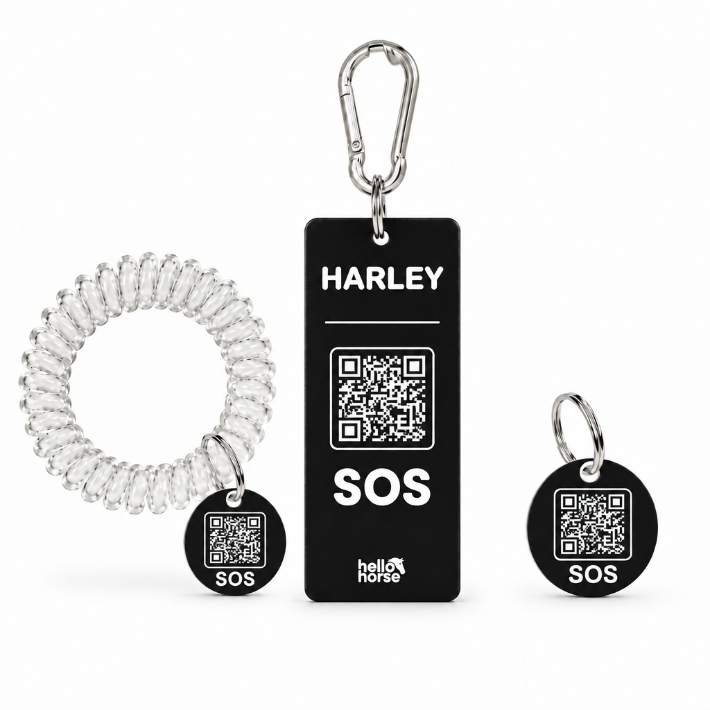 Black Hello Horse tag set