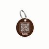 Brown tag with white SOS artwork