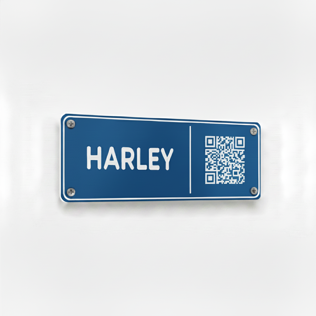 Darker blue Harley stable plate