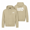 Desert Sand hoodies with white front and back branding