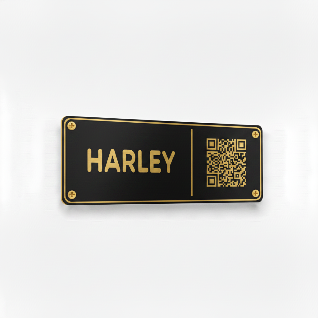 Gold black Harley stable plate