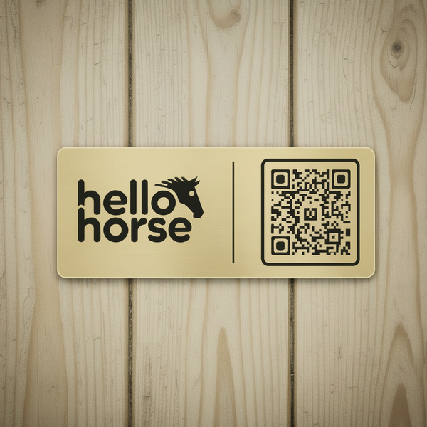 Gold Hello Horse Plate Clean Wood