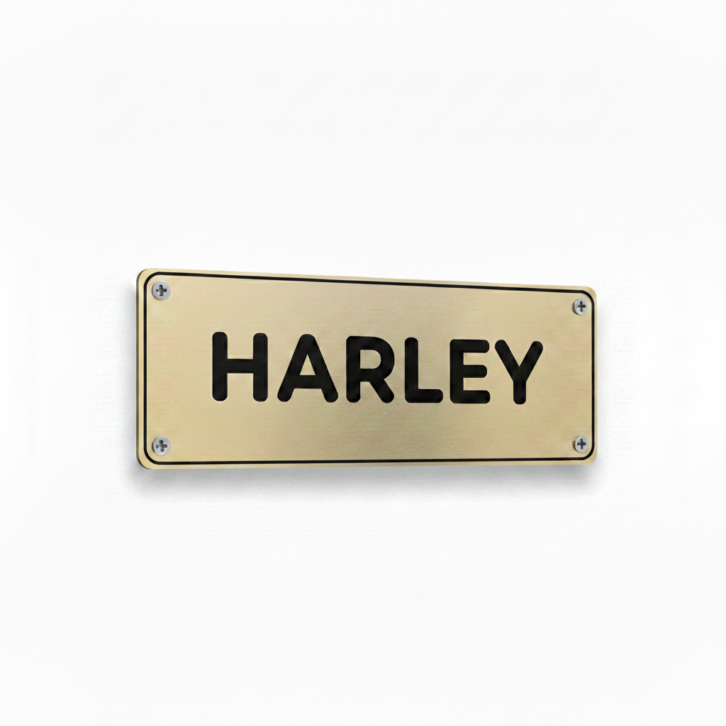 HARLEY gold plate black edge and engraved text