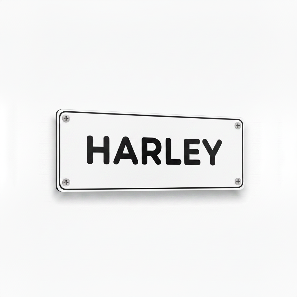 HARLEY white black text