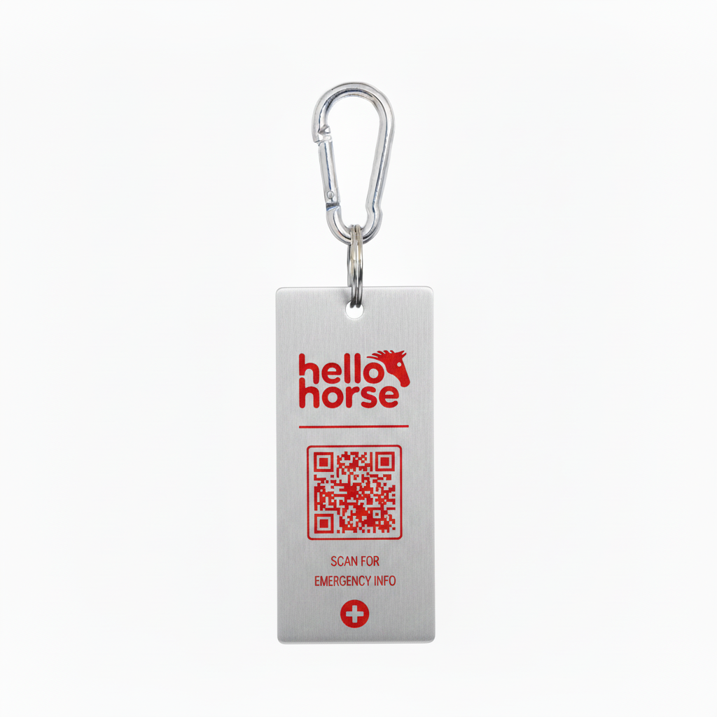 Hello Horse SOS Tag — Silver with Red