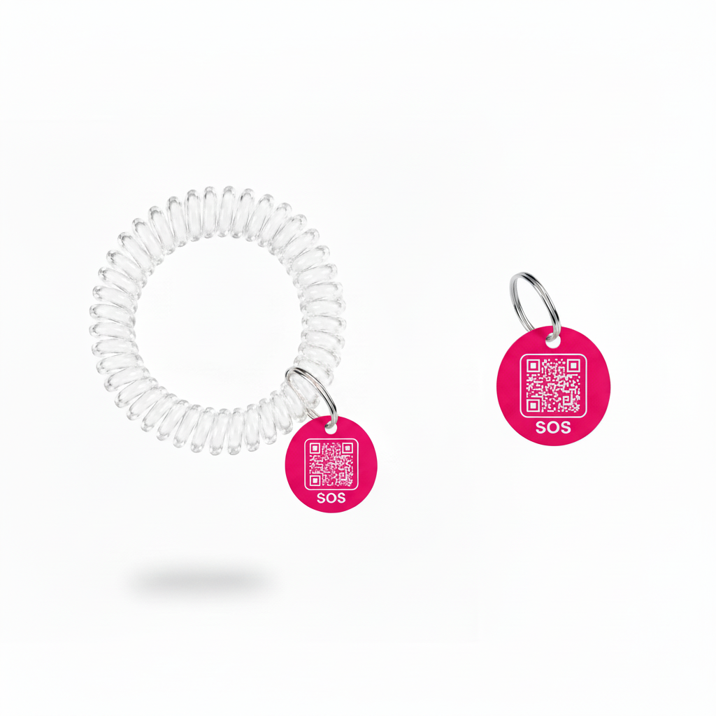 Hot Pink SOS Tag + Wristband