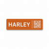 Large orange Harley stable plate on white square