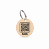 Maple wood tag with black SOS artwork