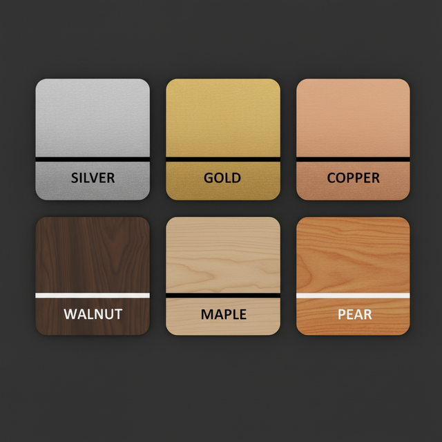 Metallics and wood looks with proper contrast