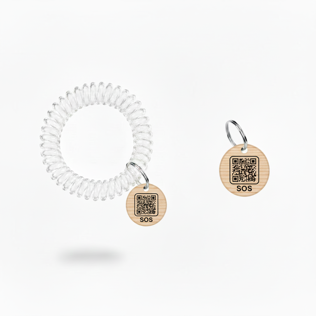 Pine Wood SOS Tag + Wristband