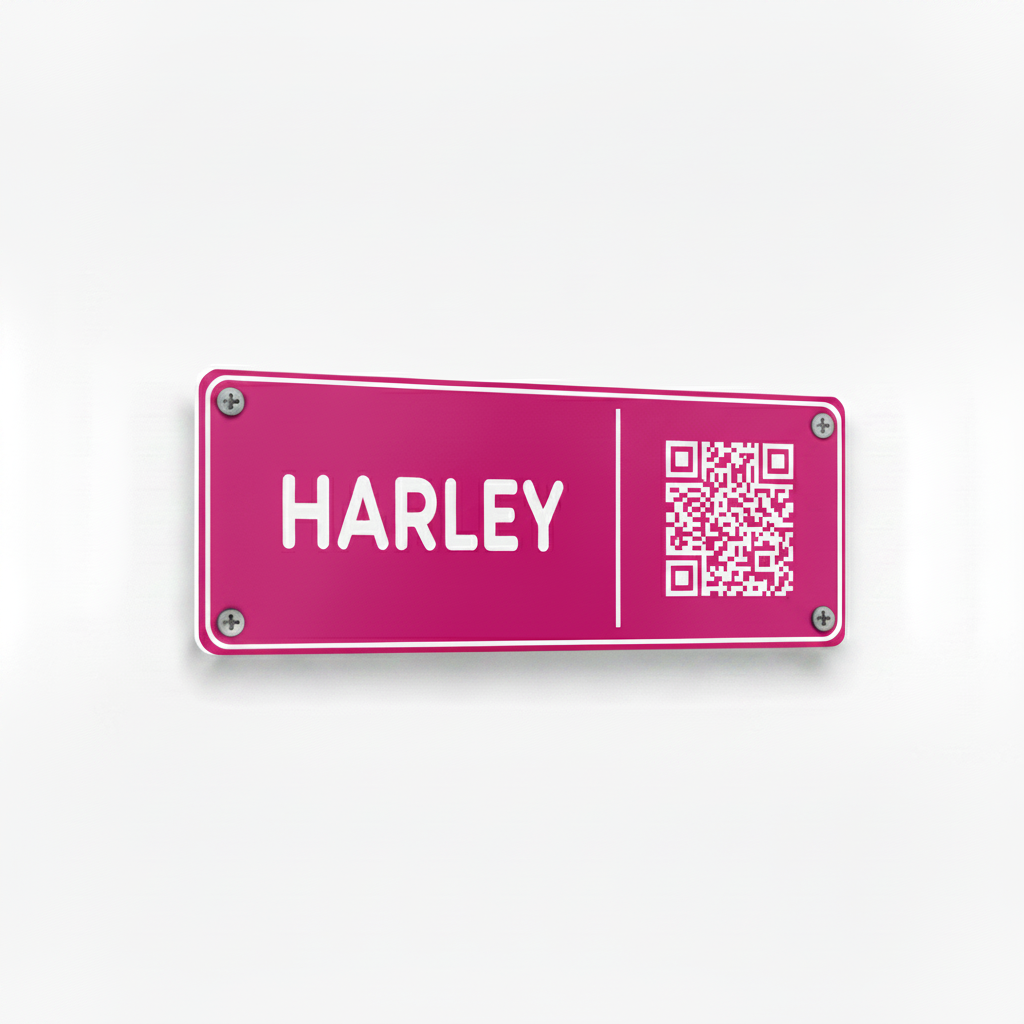 Pink Harley stable plate