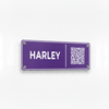 Purple Harley stable plate with white frame