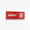 Red Harley stable plate with white frame