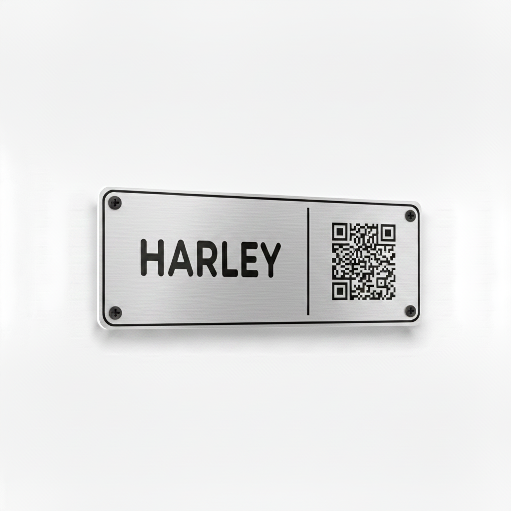 Silver black Harley stable plate