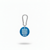 Slightly darker blue SOS tag on carabiner