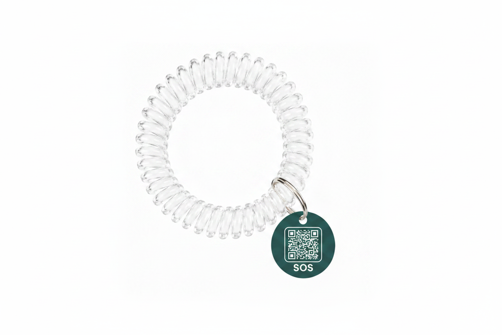 SOS Wrist Band – Teal Green with White Text