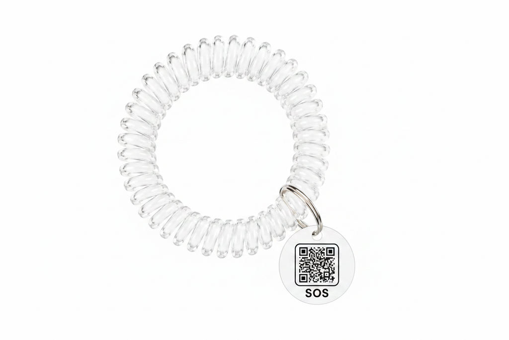 SOS Wrist Band – White with Black Text Variant