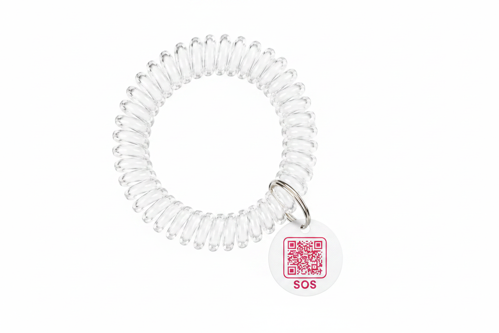 SOS Wrist Band – White with Red Text Variant