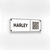 White black text Harley stable plate