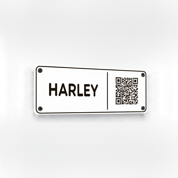 White black text Harley stable plate