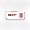 White red text Harley stable plate