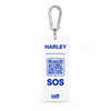 White SOS tag with deeper blue artwork