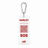 White SOS tag with deeper red artwork