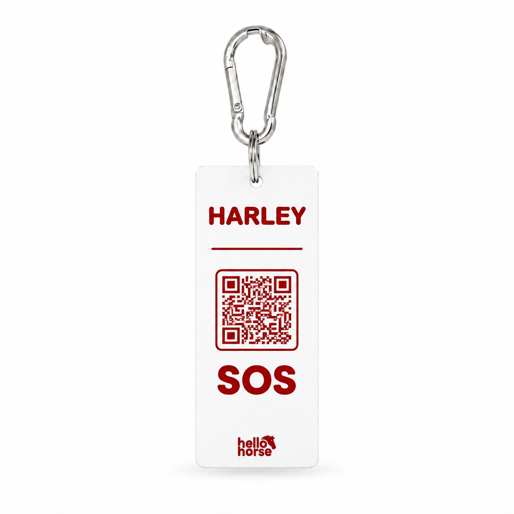 White SOS tag with deeper red artwork