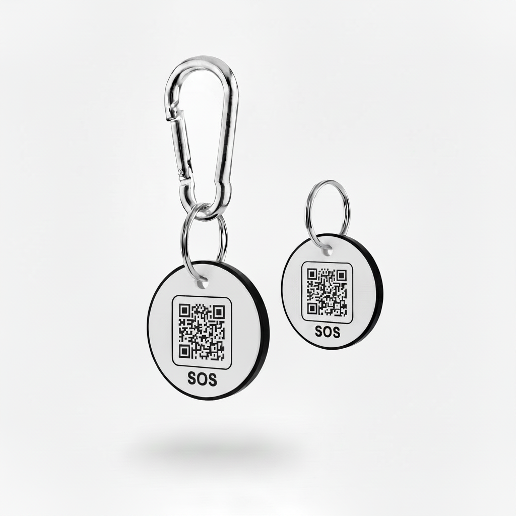 White SOS Tags — Thinner Black Edge
