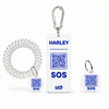 White tag set with deep blue artwork